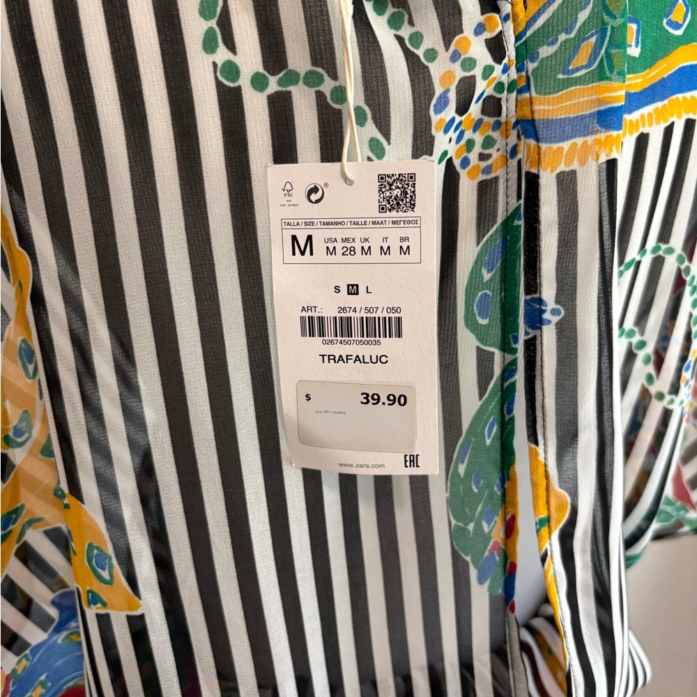 NWT Zara Striped Beach Cover-Up M - Picture 8 of 16